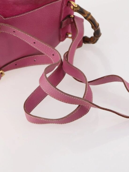 GUCCI Bamboo Backpack Suede Pink Gold 003 58 0030 Auth BA10647 main image 9
